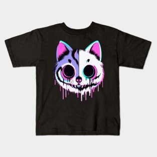 Trippy cat head glitch Kids T-Shirt